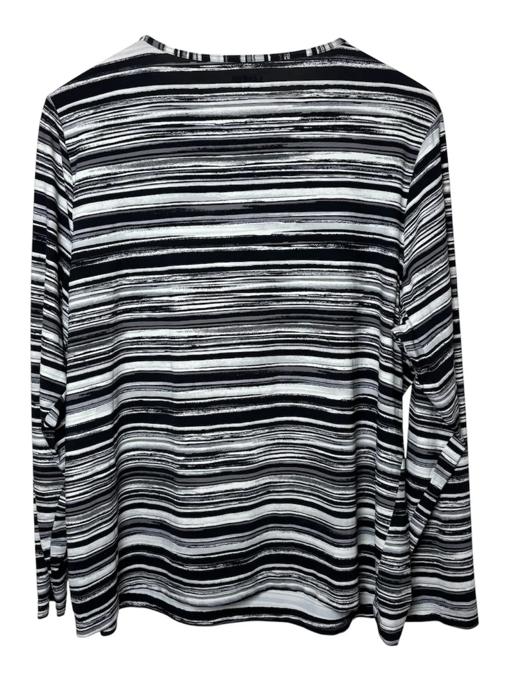 Lands' End Women’s Rash Guard 1X Swimwear Long Sleeve Black White Stripes Resort